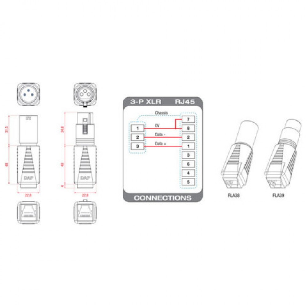 Convertitore DAP da XLR Femmina 3 poli a RJ45 Femmina per DMX512